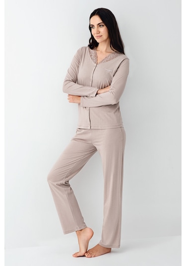 Pierre Cardin Kadın Kahverengi Pijama Takımı Pc9116-s-v2 Kahverengi