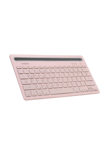 Everest Pembe-gri Bluetooth Ultra İnce+şarjlı Q Mac-win-android-Apple Uyumlu iOS Kablosuz Klavye