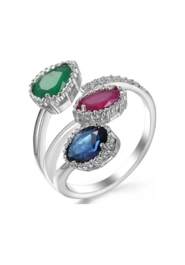 925 Ayar Gümüş Zirkon Taşlarla Süslü Yüzük