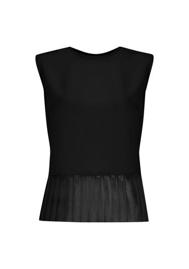 Kadın Inci Düğme Detaylı Peplum Bluz Frn1102 Siyah