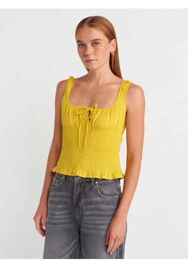 Dilvin 50867 Askılı Bluz-sarı Sari