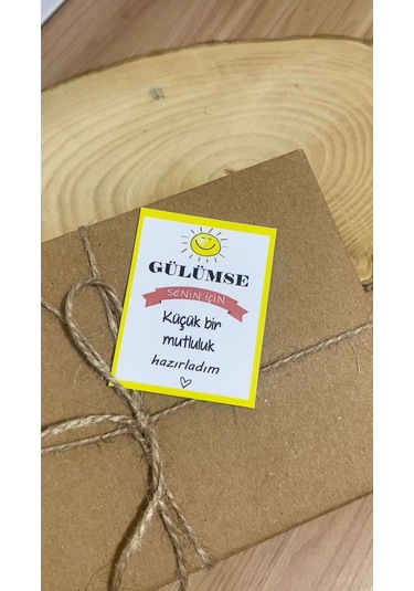 E-ticaret Teşekkür Kartı Gülümse Yazılı Sarı Renk 5x8 Cm 100 Adet