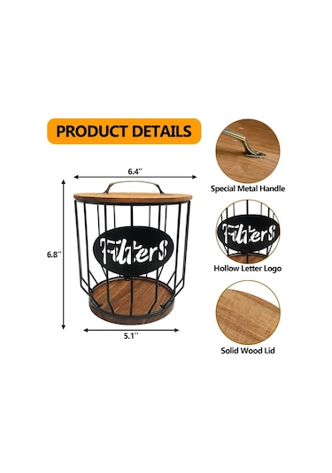 Kahve Kapsülü Filtre Depolama Sepeti Ev Mutfak Süslemeleri, Size:c Black No Lid Şeffaf