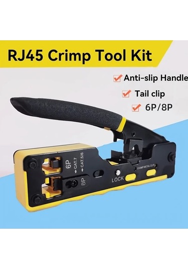 Besthome1 Dream011 Sarı Rj45 Sıkma Alet Seti 6p 8p Ethernet Sıkacağı Cat7 Cat6 Cat5 Karbon Çelik Kurulum