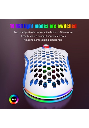 Mufunye Hxsj X300 Oyun Faresi: 6 Dpı Seviyesi, 14 Rgb Aydınlatma, Ergonomik Tasarım, Makro Programlama 112 Karakter 001