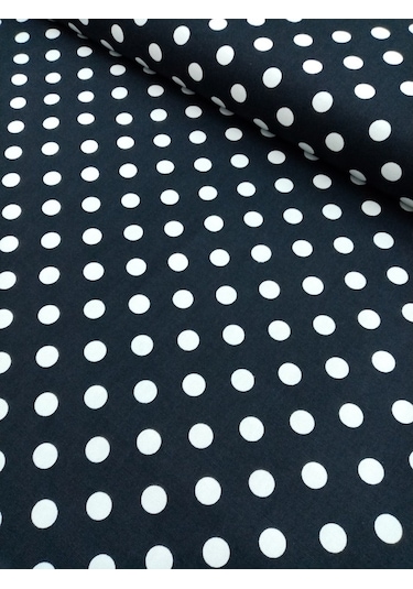 Hayat Home Siyah Puantiyeli Duck Keten Kumaş -Ranır Kumaşı