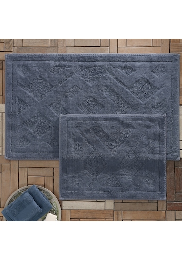 Yataş Bedding Milo Banyo Paspası Seti - İndigo (50x60 cm + 60x100 cm) Indigo