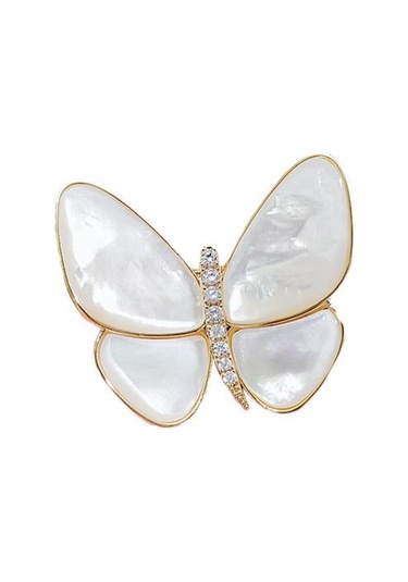 Monyee Altın Renkli Yumuşak Kelebek Motifli Taklit İçinli Broş - Zirve Elegan Fantezi Aksesuar Çok Renkli