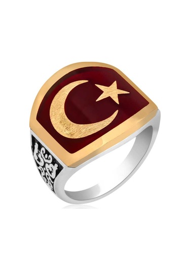 ​Gümüş Ay Yıldız Erkek Yüzük (505932955)