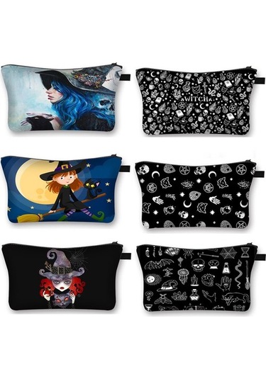 Silkroadselect Shzbwıtchcw20 Cadı Ve Kara Kedi Baskı Büyücülük Kadın Seyahat Kızlar Için Kadın Saklama Neceser Makyaj Çantası A4ı68h