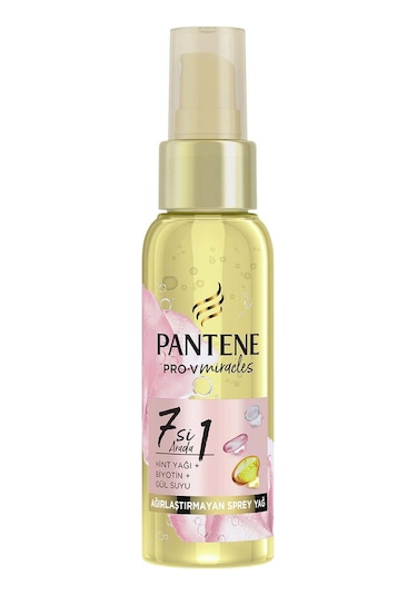 Pantene Pro-V 7'si 1 Arada Hint Yağı Biotin Gül Suyu Ağırlaştırmayan Saç Sprey Yağı 100 ML