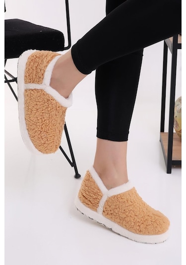 Modafrato Vıola Kadın Panduf Ev Ayakkabısı Ev Botu Taba