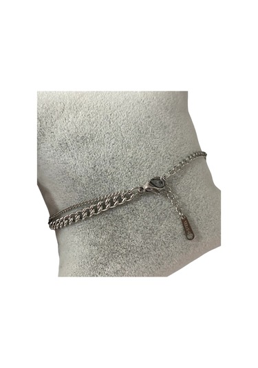 Çelik Çift Zincirli Yaprak Detaylı Gümüş Renkli Kararmaz 17+5 Boy Kadın Bileklik Çelik