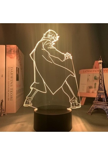 Goldenqian Shirou Ogami Anime 3d Erkek Için Gece Lambası 16 Renk Kız Odası Dekor Illusion Led Lamba Usb Manga Shirou Ogami Şekil Uygun Çocuklar Hayranlar Noel Hediyeleri Echpıa Siyah