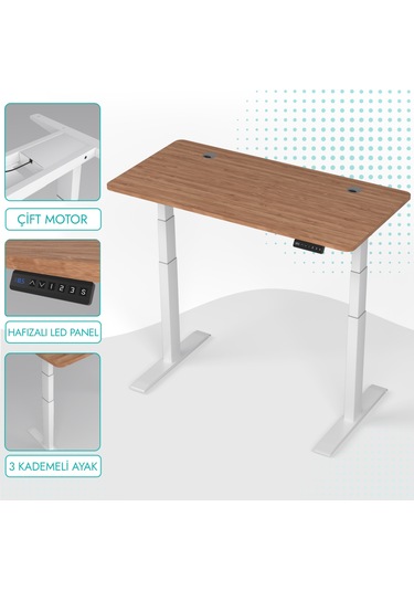 Karr Office O-Flex O2B2 Duo Çift Motorlu Elektrikli Yükseklik Ayarlı Masa - 120X60 - Bambu Bambu