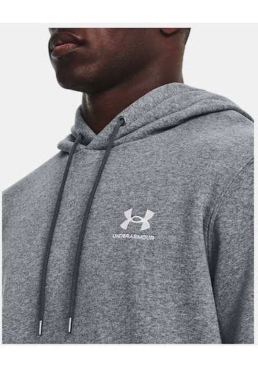 Erkek Ua Essential Fleece Kapüşonlu Üst 1373880-012 Gri - Beyaz