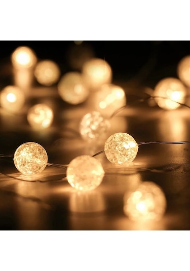 Crystal Warm Led Light Ball Gün Işığı Kristal Top Led Işık Yılbaşı Ağacı Işığı Sarı Noel Işığı 220 V Gün Işığı