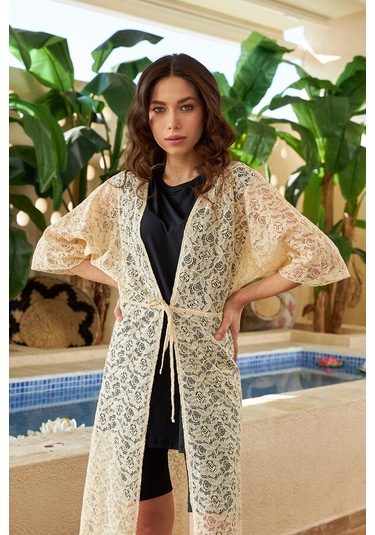 Remsa Mayo Üzerine Önü Açık Pareo 498-601 Bej Bej