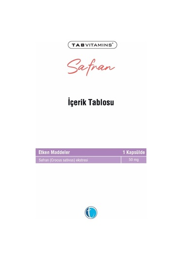 Tabvitamins Safran 50 Mg 30 Kapsül