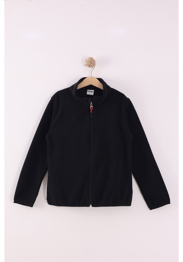 Monox Çocuk Unisex Parmak Geçmeli Polar Ceket Siyah