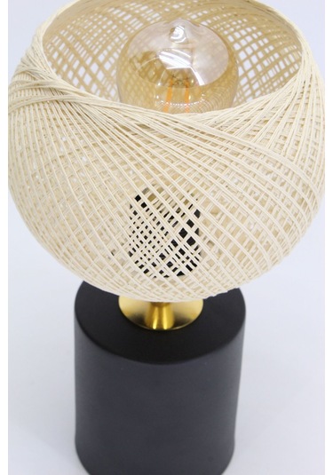 Badem Masa Abajuru Gece Lambası Yatak Başı Aydınlatma Dekoratif Lamba Krem Siyah