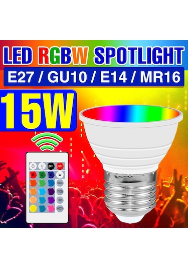 Beyaz Led Rgb Işık E27 Ampul 220 V Akıllı Lamba Gu10 Spot Renkli Lamba E14 Lampe Led Gu5.3 Işık Mr16 Ev Dekor Için Kısılabilir Ampul E27 180