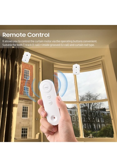 Geeroyoo Beyaz Wifi Perde Motoru Kumandasý - T Tipi Ray, Ýç Gevrekli Ray Ve Roma Çubuðu Uyumlu Pil Dahil Deðil