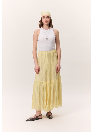 Crush Piliseli Uzun Etek Soft Sarı Soft Sarı