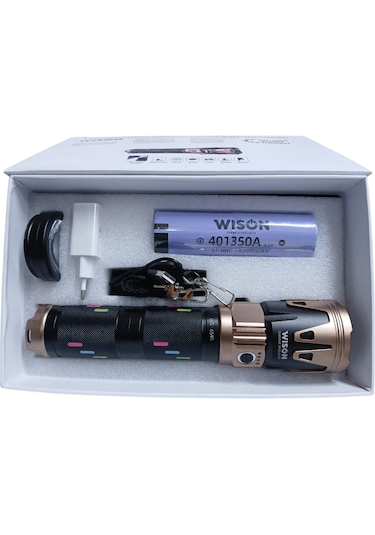 Wıson Ws-6540 Profesyonel Yakıcı Özellikli El Feneri 50w 5000 Lümen 19200 Mah Zoomlu & Type-c Şarjlı Siyah - Kahverengi
