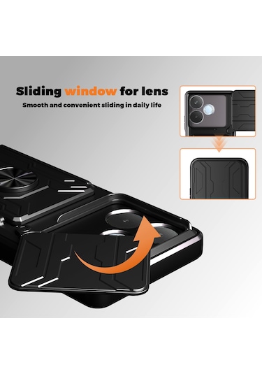 Oppo A5 Pro Pc Kılıfı + Tpu Destekli Telefon Arka Kapağı Ve Kamera Kaydırıcısı - Siyah Siyah