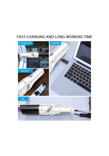 Ximistore9 120w 12000pa Beyaz El Tipi Süpürge, Kollapsible Kablosuz, Araç/ev/ofis Temizliği İçin 3'ü 1 Arada