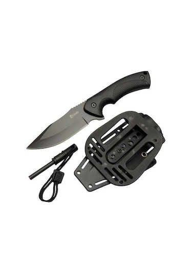 Columbia TNT-1020-B Siyah Magnezyum Çubuklu Avcı Kamp Bıçağı Siyah