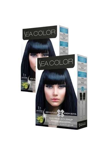 Sea Color 1.1 Saç Boyası Mavi Siyah 2 x 100 ML
