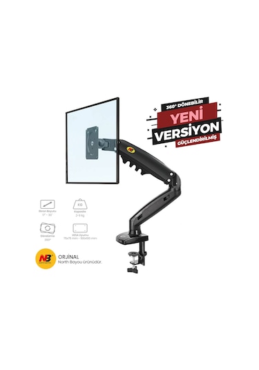 Nb North Bayou F80 17"-30" Amortisörlü 2Xusb Monitör Tutucu Stand