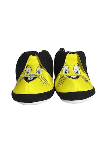 Wordex Desenli D01 Çocuk Kışlık Panduf Ev Kreş Ayakkabısı Sarı