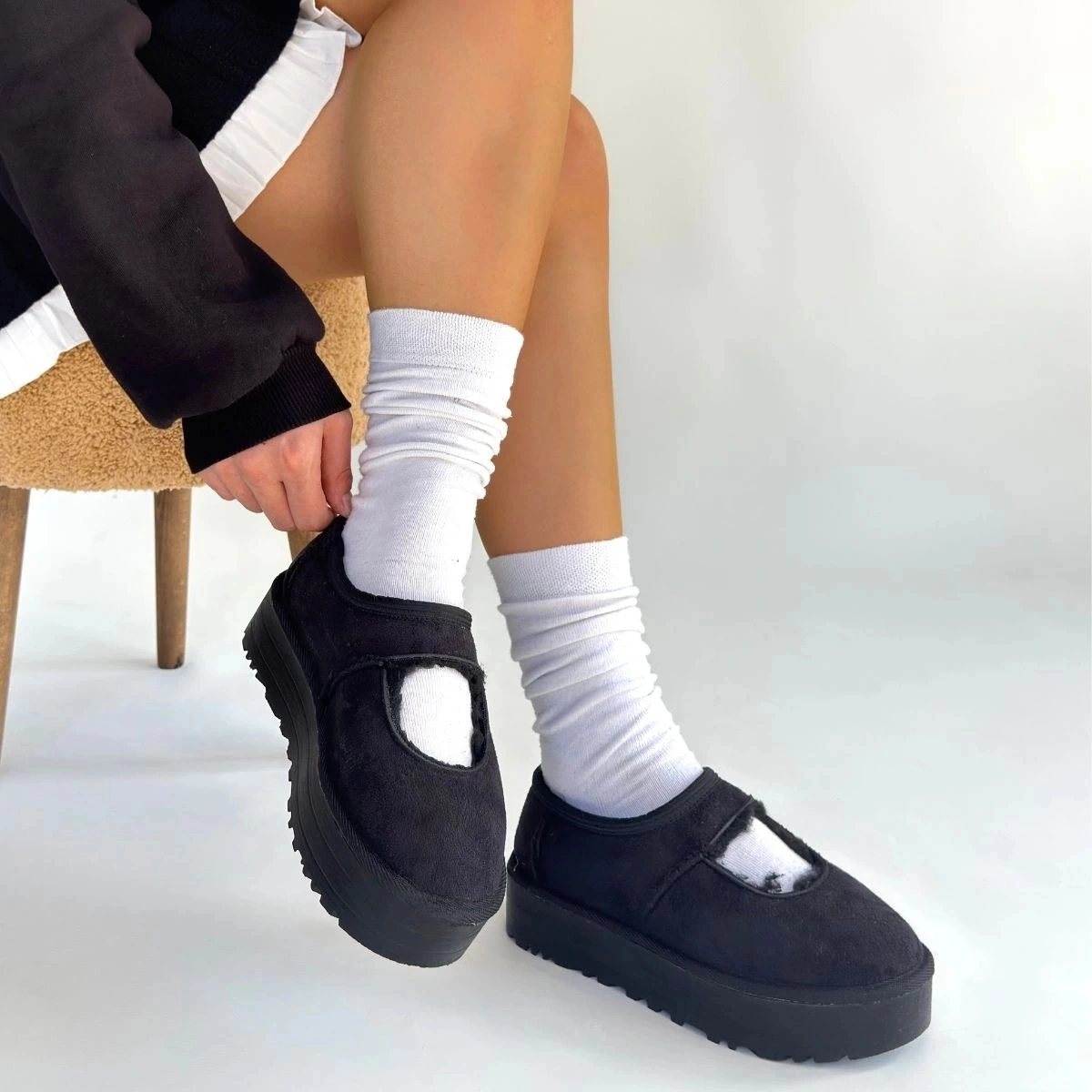 Carren Siyah Süet Bot Çok Renkli