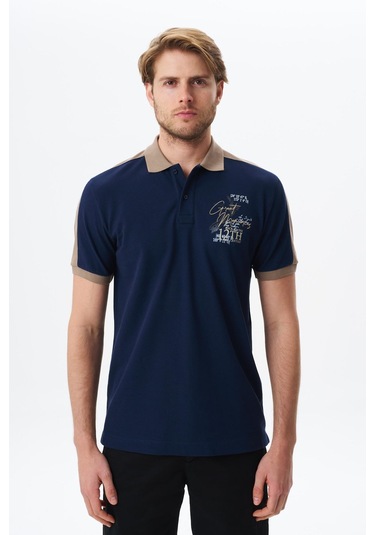 Arma Erkek Regular Fit Baskılı % 100 Pamuk Pike Polo Yaka Tişört Y29374356002 Lacivert