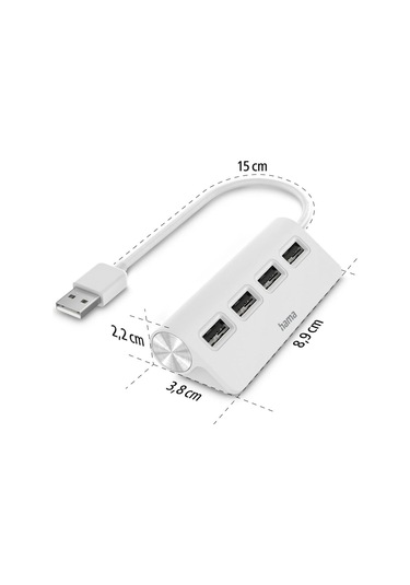 Usb Hub, 4 Ports, Usb 2.0, 480 Mbit/s, Beyaz