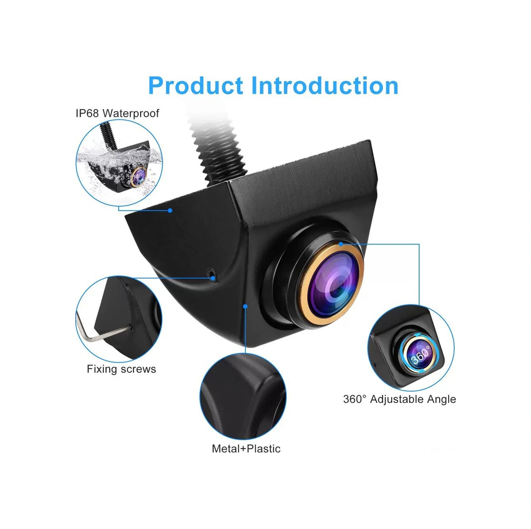 Xiyyadms Oto Geri Görüş Kamerası Ahd 720p Gece Görüşü 170 Derece Dönüştürülebilir Ccd Gümüş Evrensel Araç Kamerası