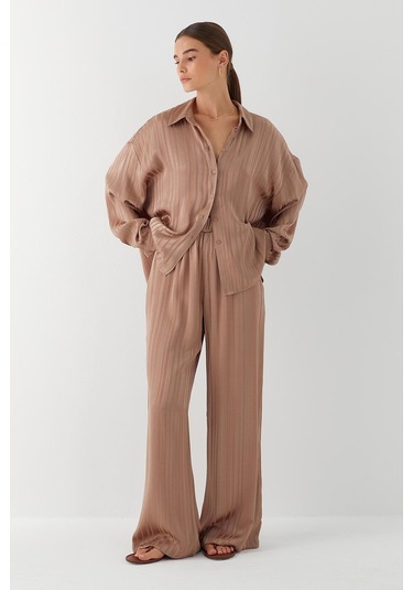 Dökümlü Oversize Takım Vizon Vizon