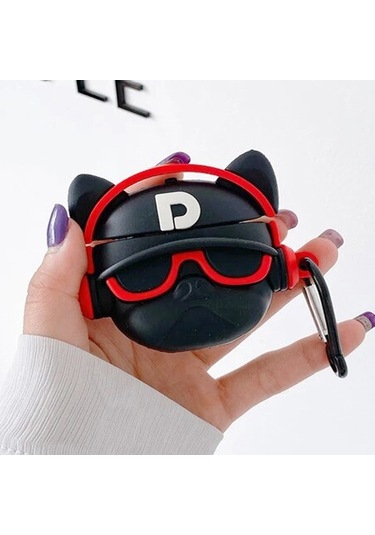 Microsonic Aipods Uyumlu 4.nesil / Anc Kılıf Cartoon Figürlü Silikon Crtn-fgr-hphp-bldg-krz Siyah - Kırmızı