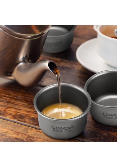 Lixada Mini Titanyum Çay Bardağı Ev Ofis Açık Kamp Yürüyüş Kahve, Seçenek 1 Pcs 35 ML