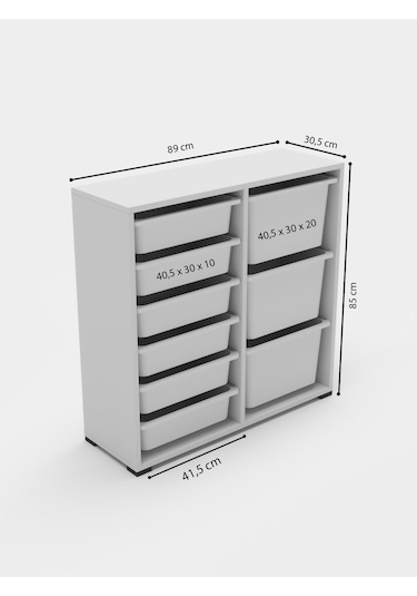 Beyza 9 Sepetli Çok Amaçlı Dolap Oyuncak Dolabı Çam Diğer