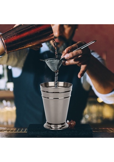 Xindoker 400ml 304 Paslanmaz Çelik Buzlu Kokteyl Bardak, Konik Saplı, Siyah, Dayanıklı, Kolay Temizlenir, Parlak Yüzey