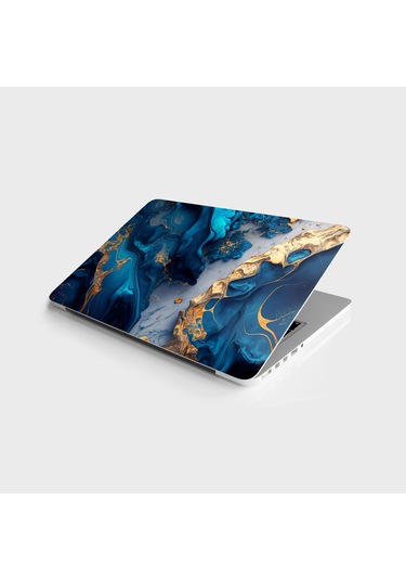 Laptop Sticker Bilgisayar Notebook Pc Kaplama Etiketi Lüks Mermer Altın Mavi