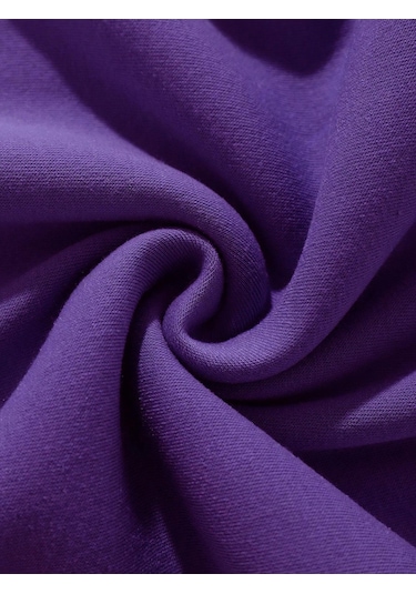 Unisex Oversize Bisiklet Yaka Basic Düz Sweatshirt - Mor