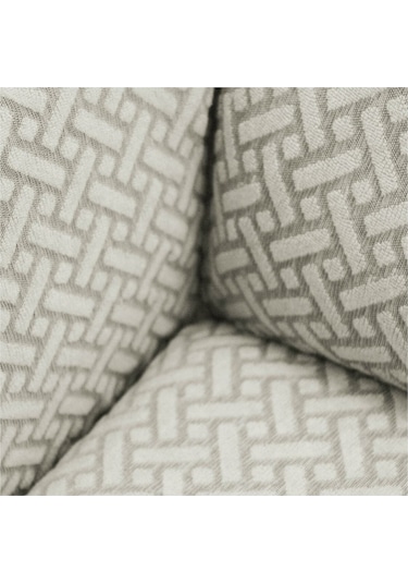 Streç Lastikli Yıkanabilir Tuğla Desen Jakarlı Tekli Koltuk Örtüsü Berjer Koltuk Kılıfı Krem