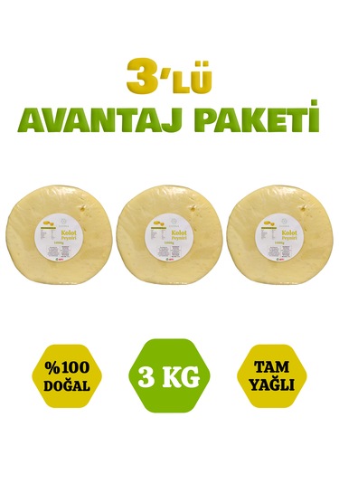 3 Adet 1 Kg Muhlamalık Kolot Peyniri 3 Lü Avantaj Paketi 3 Kg