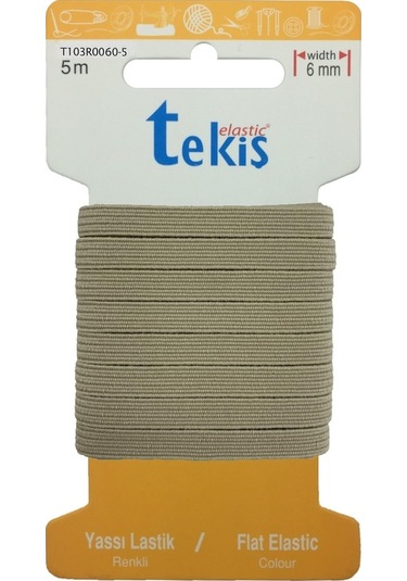 10 Mm Bej Yassı Lastik - 5 Metre