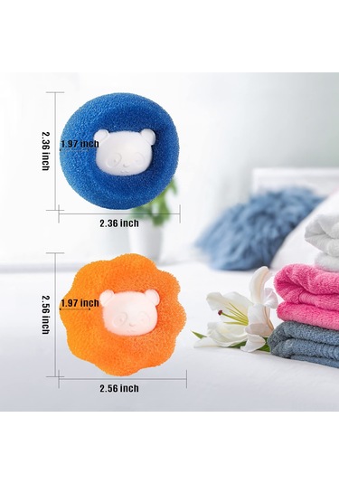 Kosona 12 Adet 6x6x5 Cm Pu Sponge + Pp Çamaşır Makinesi Topu - Saç Ve Telliği Toplar, Kumaşı Hasar Vermez, Soğuk Dayanıklı Mavi - Turuncu